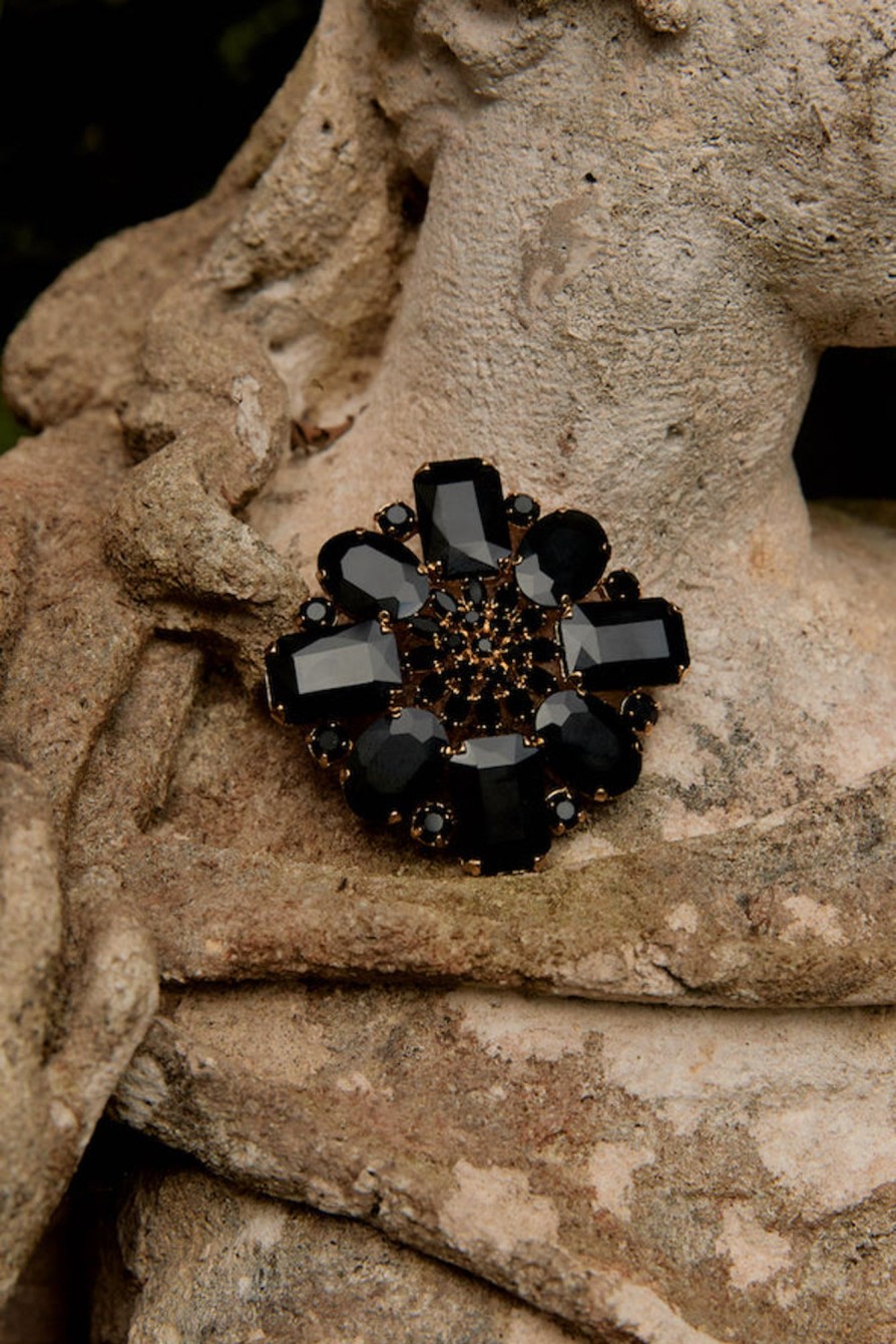 Accessories MacGraw | Rosette Large Brooch In Black