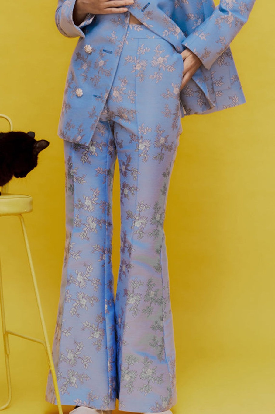 Clothing MacGraw | Circa 72 Trouser In Blue Floral Jacquard